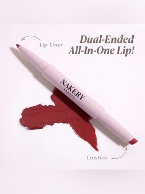 NAKERY BEAUTY Dual ended No-Sting plumping lipstick & lip liner w/ collagen
